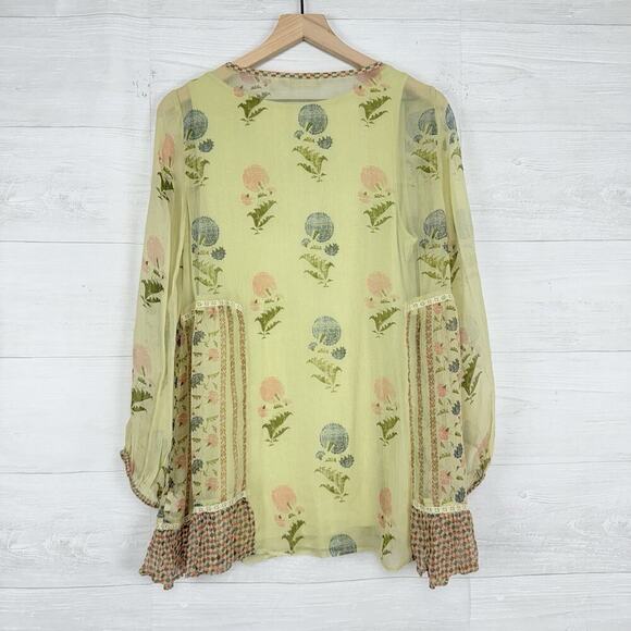 Soft Surroundings Serenata Tunic Top Blouse M Sheer Embroidered Boho Fairy Artsy - Picture 8 of 16